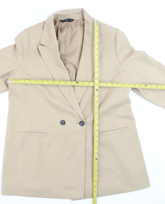 F&F Women Beige Double-Breasted Blazer UK 16 Classic Fit