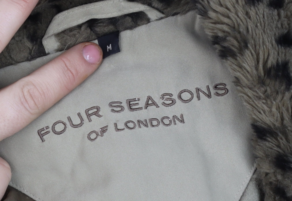 Four Seasons of London Women’s Beige Faux Fur Trim Double Breasted Coat M