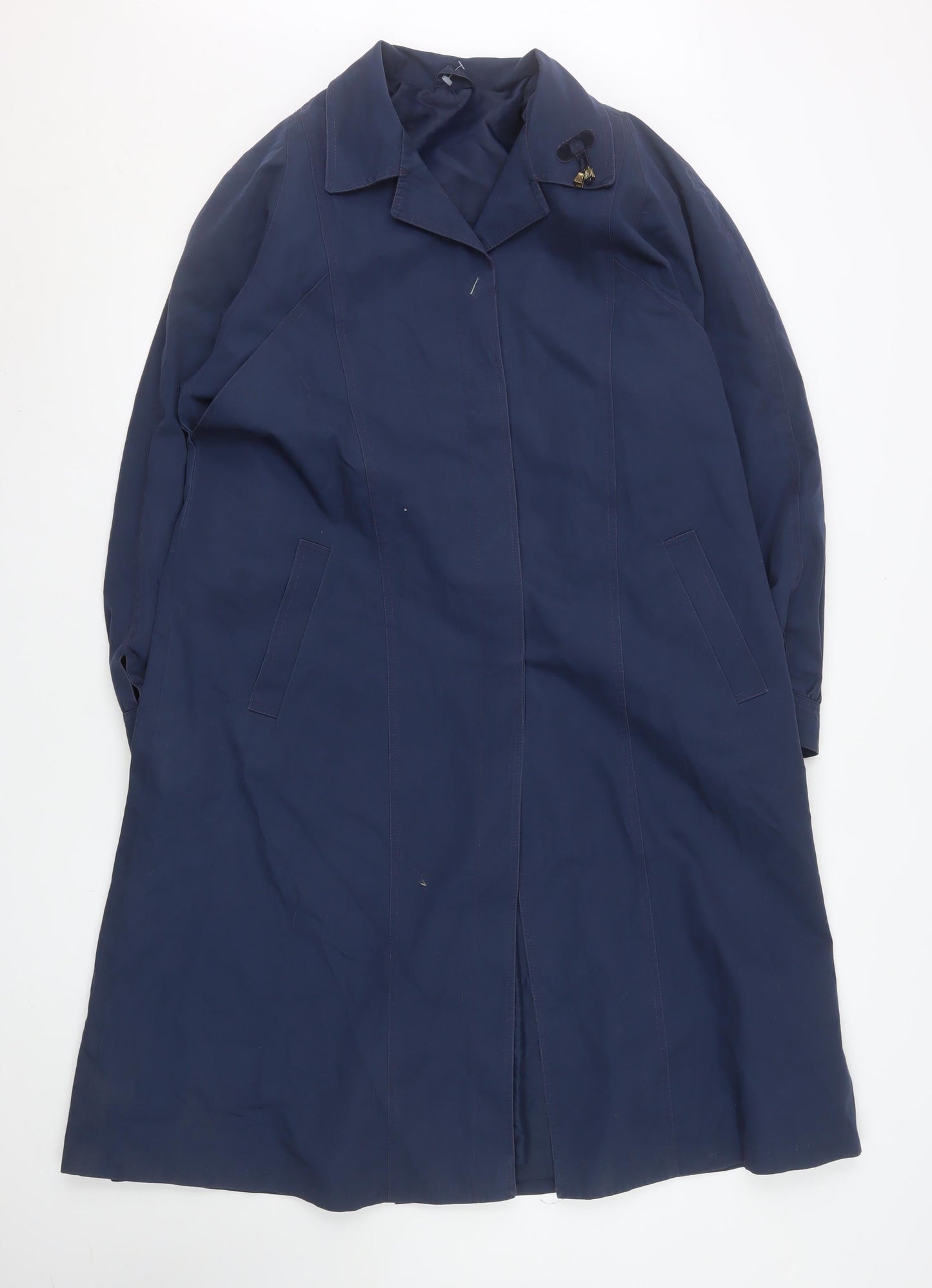 Jan Robert Women's Blue Long Trench Coat UK 14 Classic Collared Style
