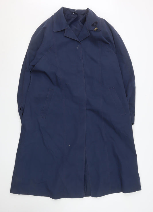 Jan Robert Women's Blue Long Trench Coat UK 14 Classic Collared Style