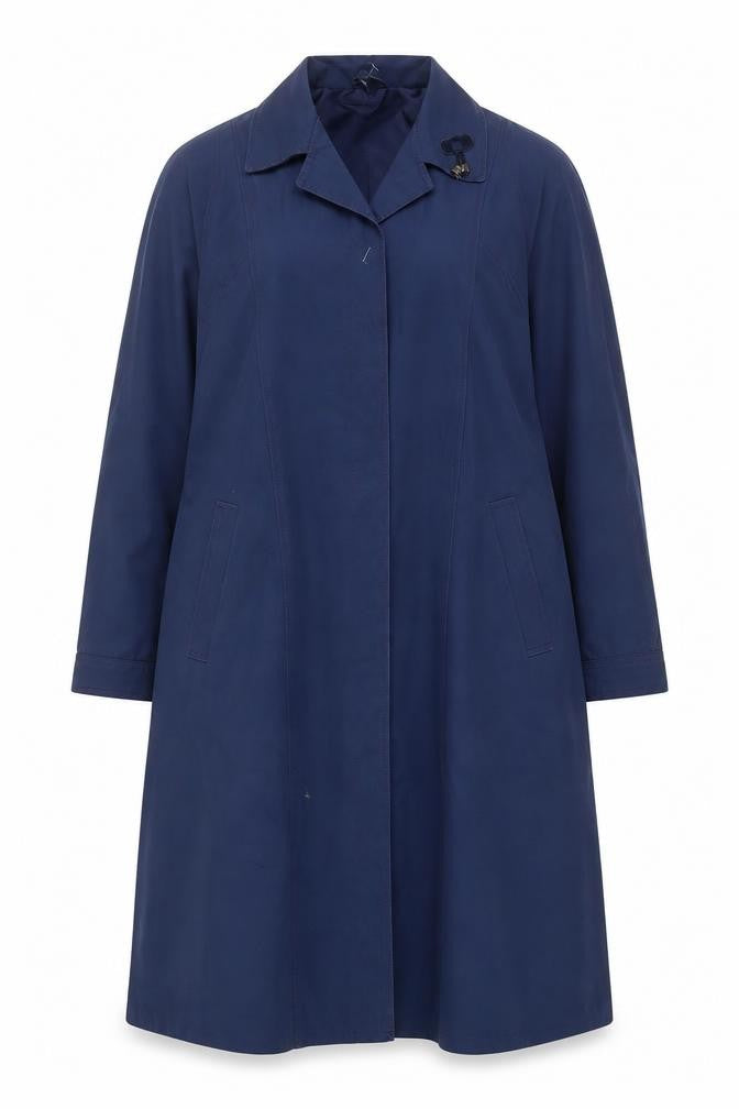 Jan Robert Women's Blue Long Trench Coat UK 14 Classic Collared Style