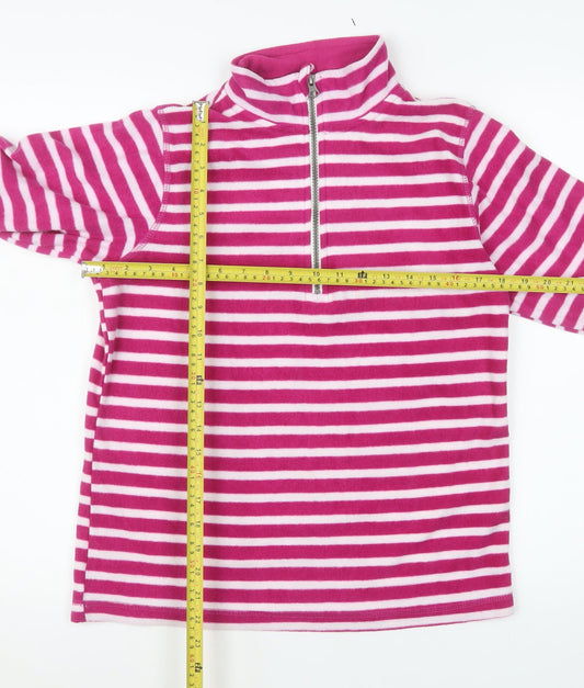 GAP Women Pink Striped 1/2 Zip Pullover Fleece Sweatshirt M