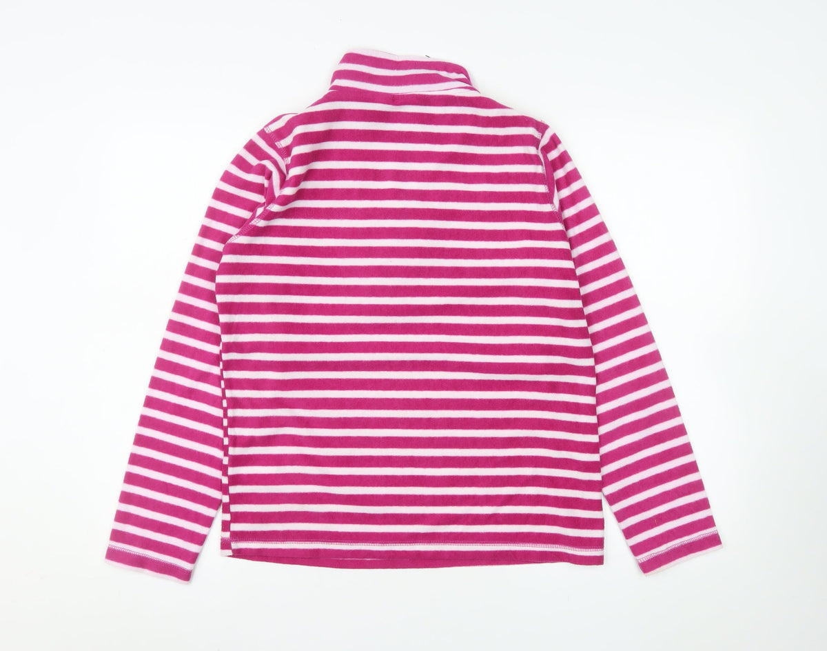 Gap Women Pink Striped 1/2 Zip Pullover Fleece Sweatshirt M