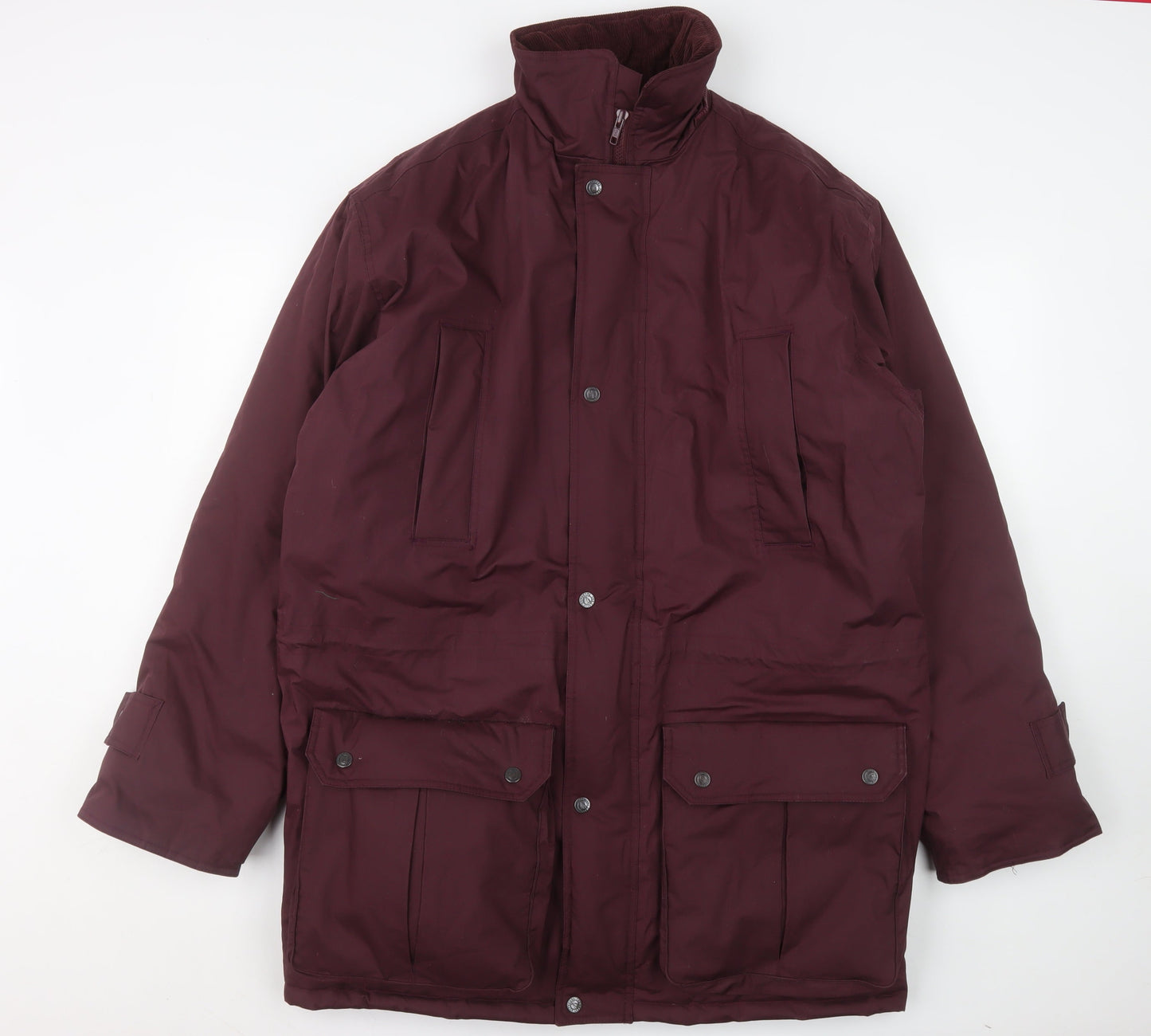 BHS Men's Burgundy Parka Coat M Regular Fit Winter Lined Jacket