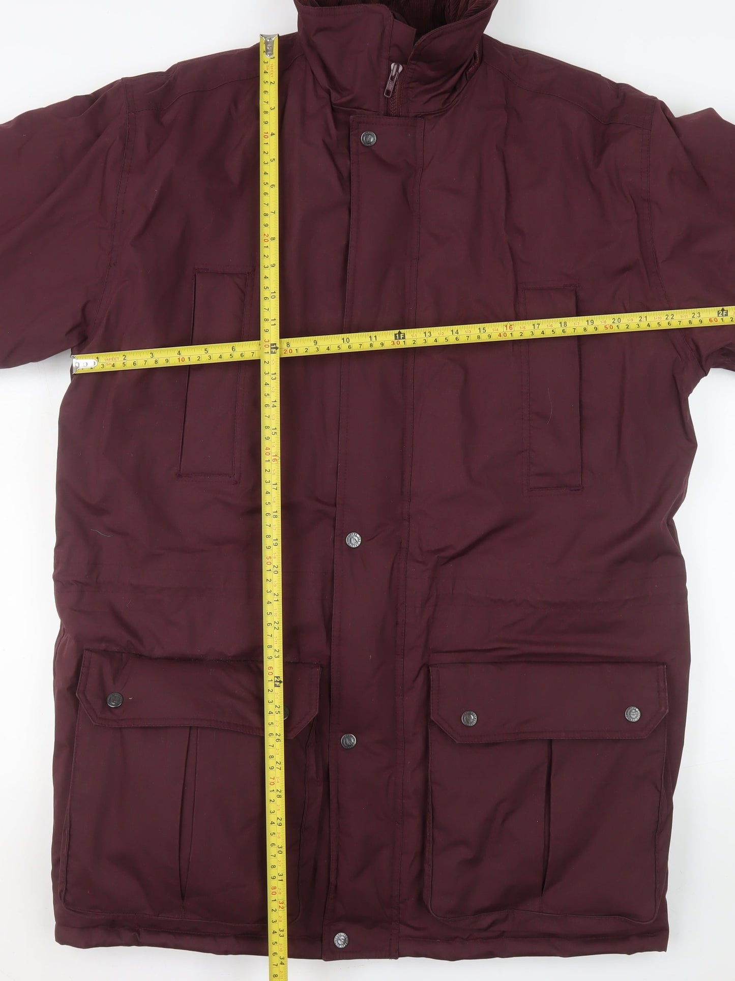 BHS Men's Burgundy Parka Coat M Regular Fit Winter Lined Jacket