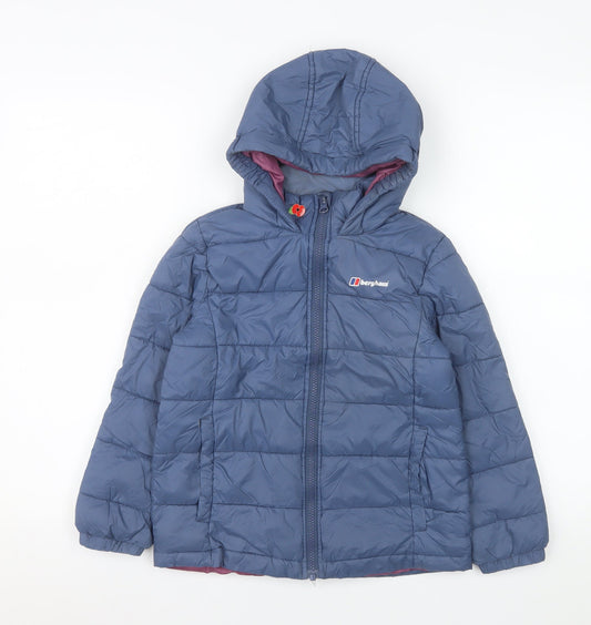 Berghaus Girls Blue Hooded Puffer Jacket 7-8 Years Lightweight Winter Coat