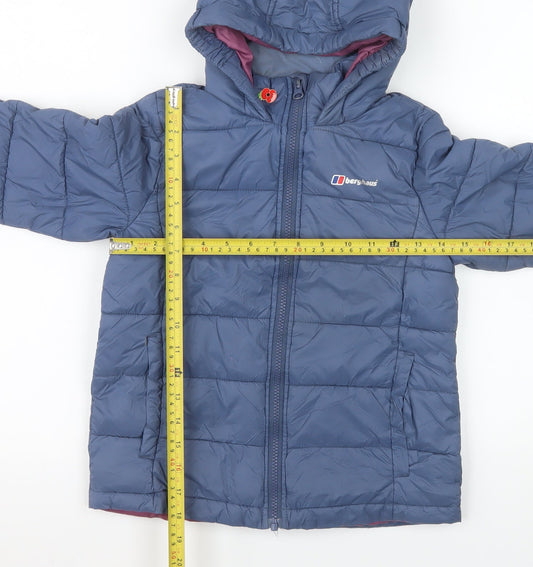 Berghaus Girls Blue Hooded Puffer Jacket 7-8 Years Lightweight Winter Coat