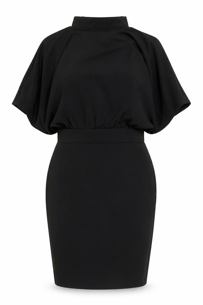 Boohoo Women’s Black Size 12 Bodycon High Neck Batwing Dress