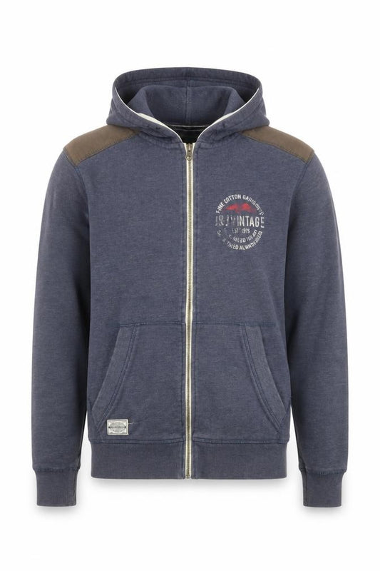 Jack & Jones Men's Blue Cotton Vintage Full Zip Hooded Jacket Size M