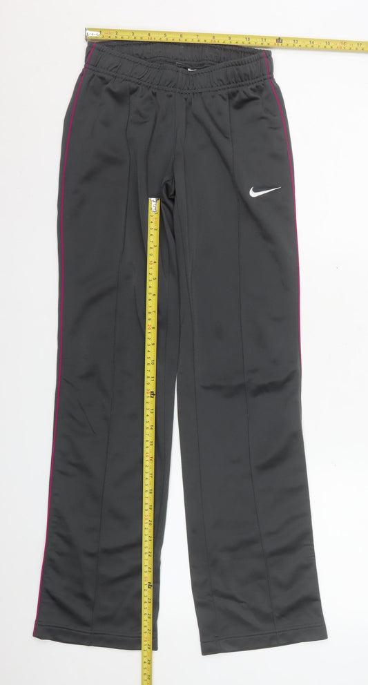 Nike Womens Black XS Track Pants Polyester Elastic Waist Activewear