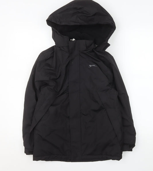 Slazenger Boys Black Waterproof Hooded Rain Coat 13 Years 158cm