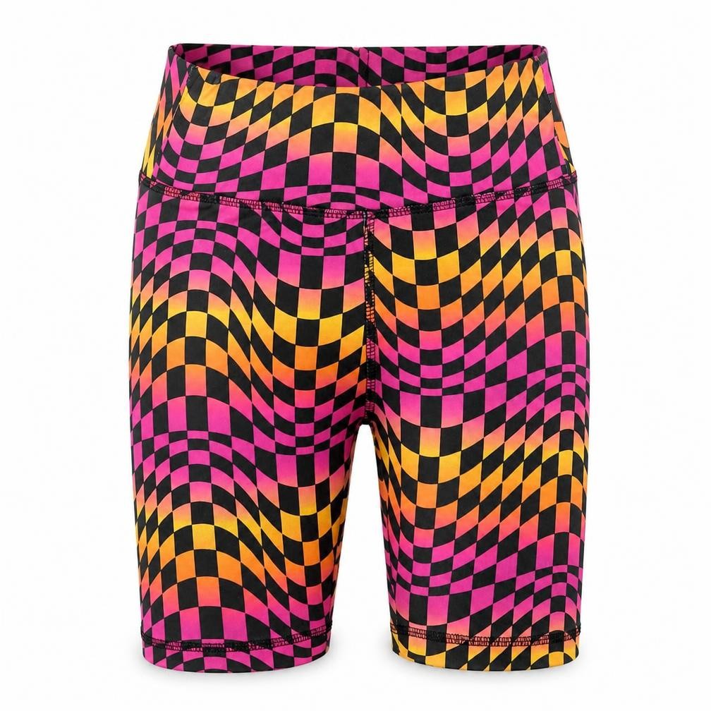 Dunnes Girls Black Multi Biker Shorts 7-8 Years Polyester Stretch