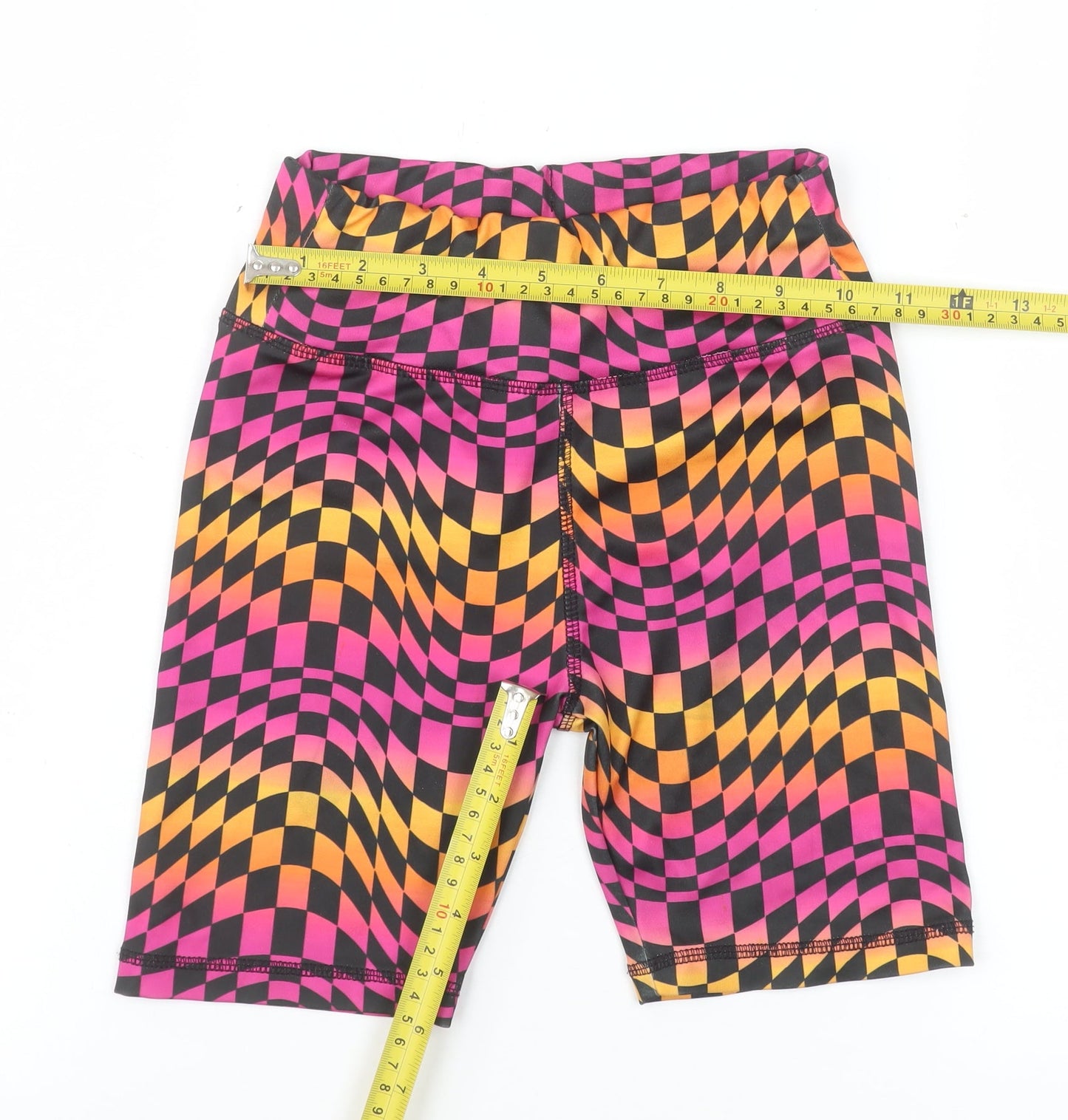 Dunnes Stores Girls Black Multi Biker Shorts 7-8 Years Polyester Stretch