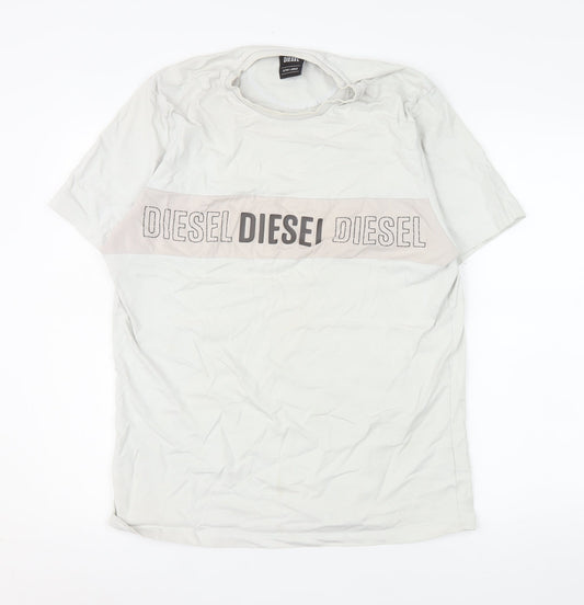 Diesel Men's White XL Graphic Logo Cotton T-Shirt