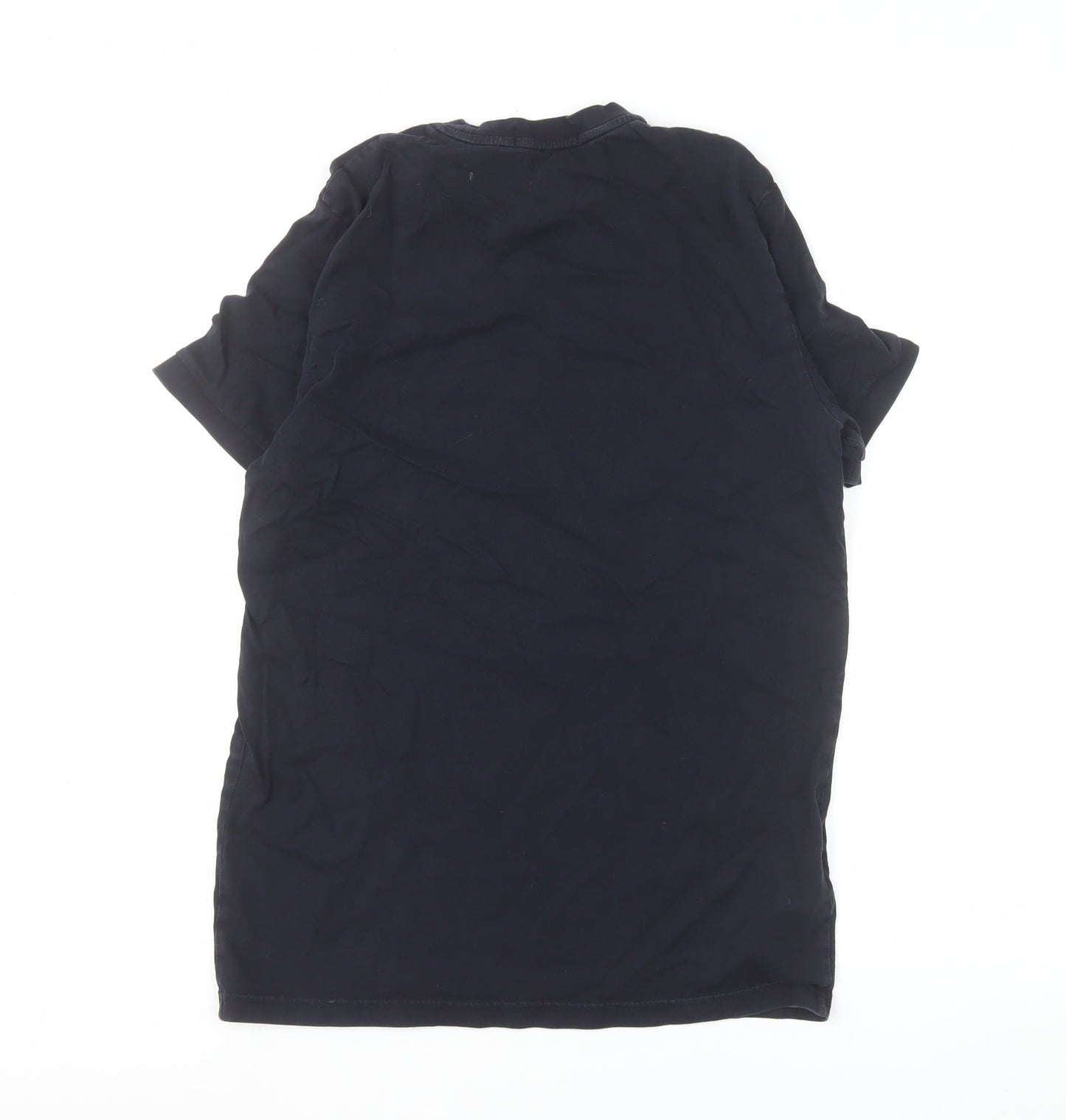 Fred Perry Men's Blue Colourblock Logo Crew Neck Cotton T-Shirt S