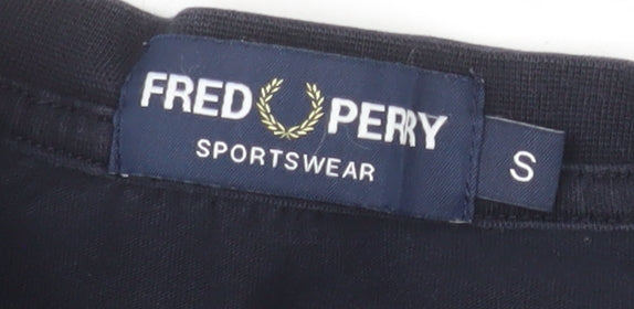 Fred Perry Men's Blue Colourblock Logo Crew Neck Cotton T-Shirt S