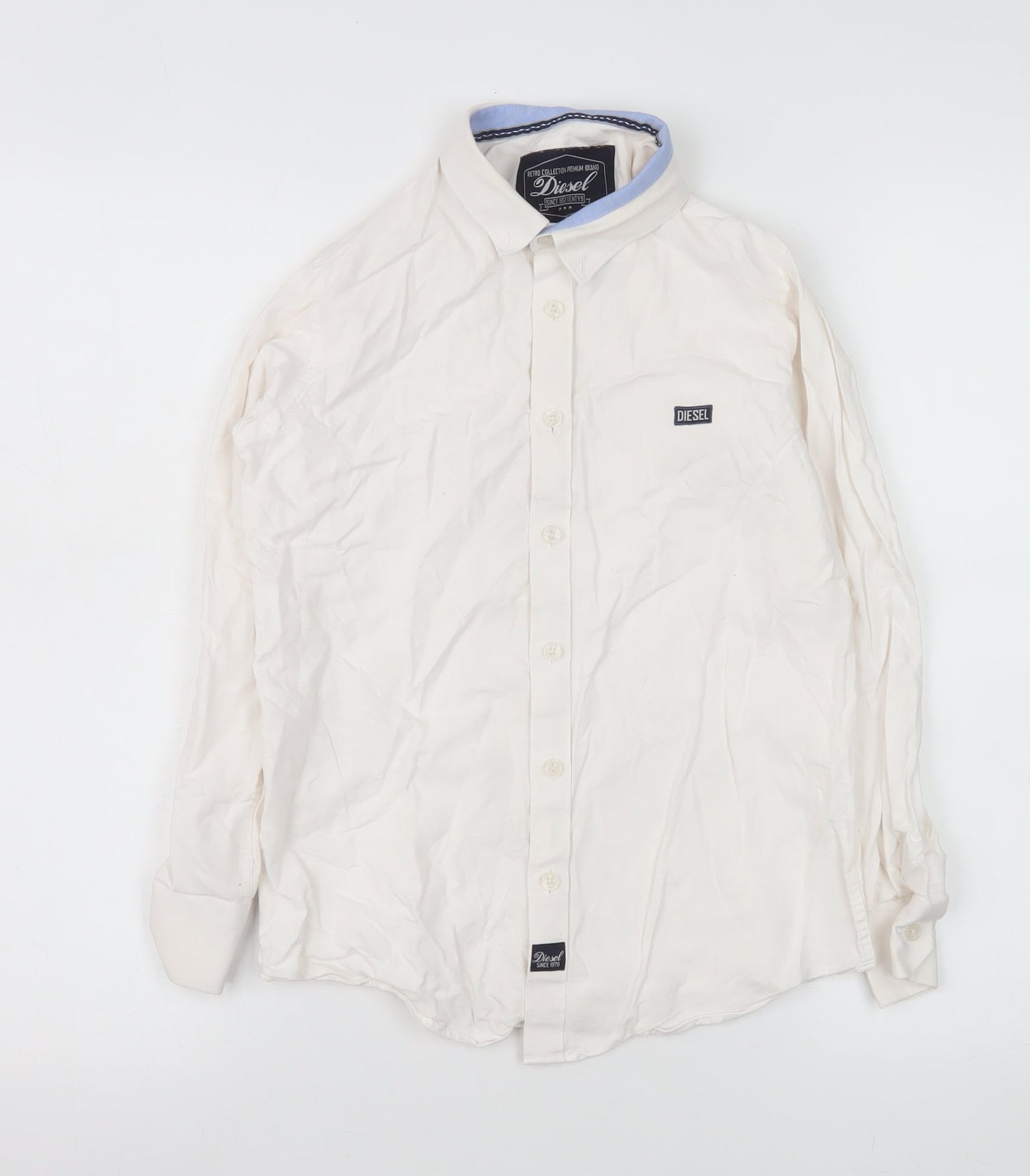 Diesel Boys Beige Button-Up Long Sleeve Shirt Age 9-10 Retro Style