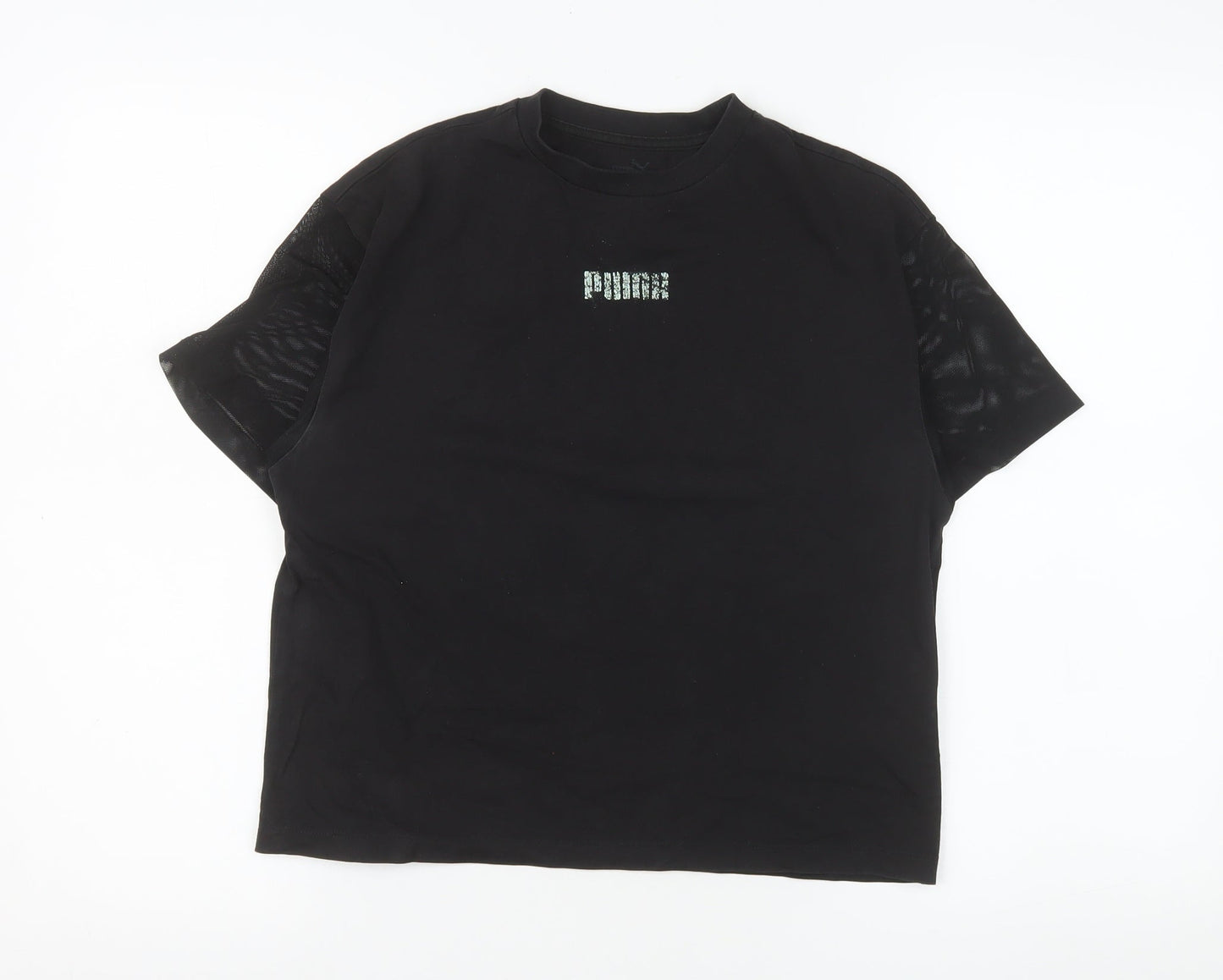 Puma Women's Black Short Sleeve Crew Neck Cotton T-Shirt S