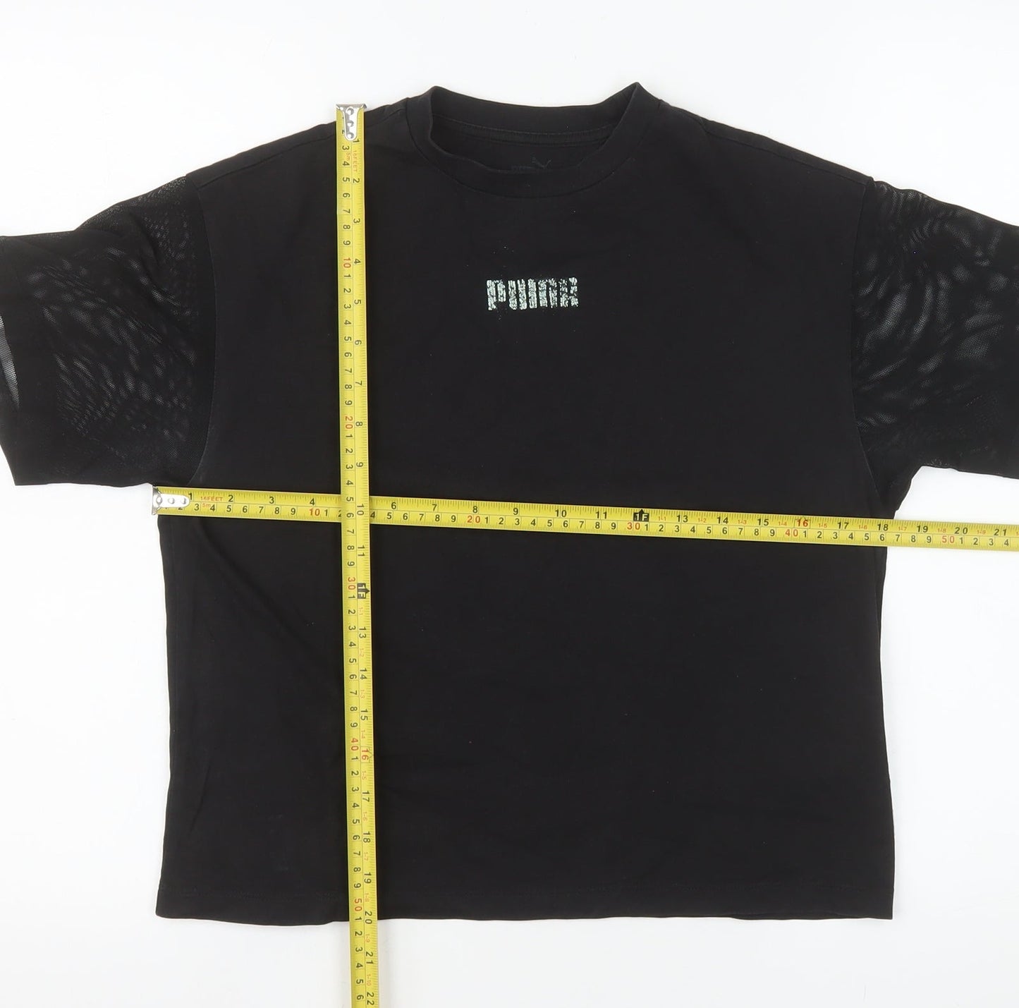 Puma Women's Black Short Sleeve Crew Neck Cotton T-Shirt S