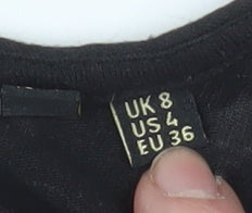 Superdry Women's Black Tank Top Size 8 Vintage Logo Cotton Vest