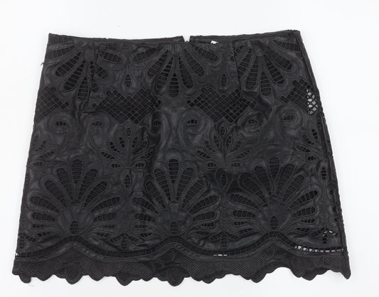 H&M Women's Black Lace Embroidered Pencil Skirt Size 12