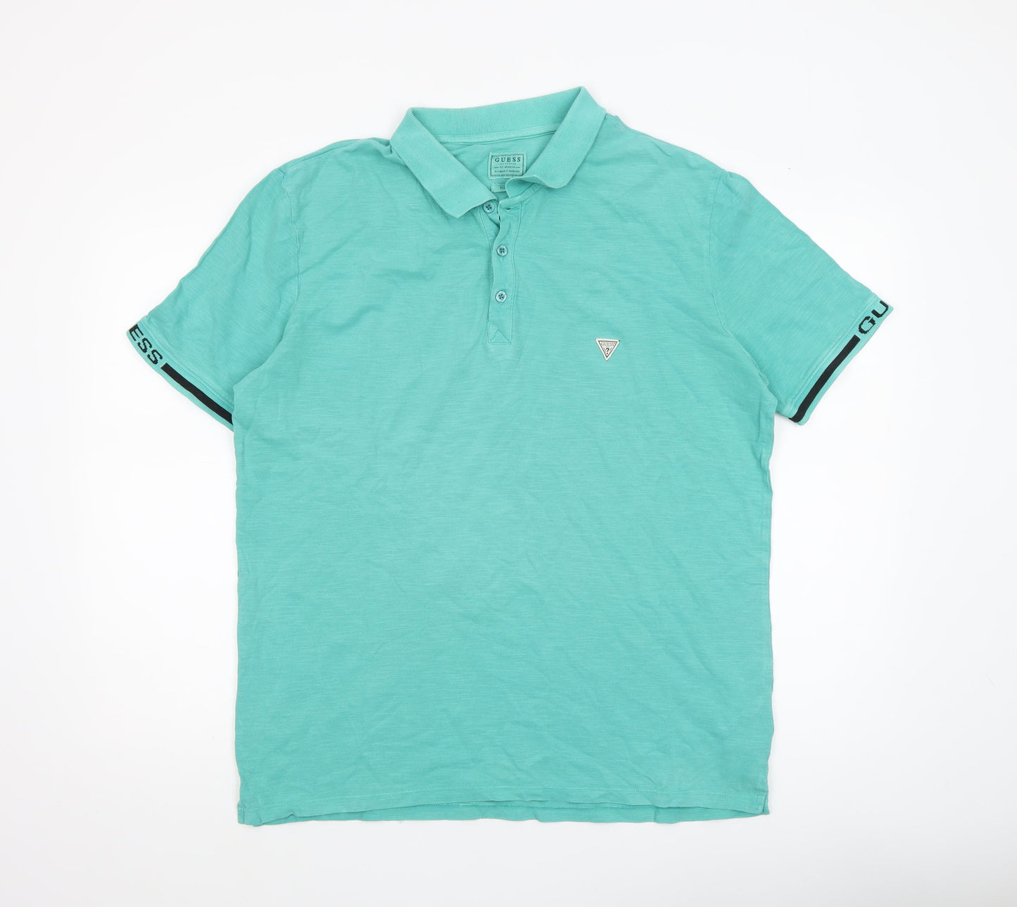 Guess Mens Green Slim Fit Polo Shirt Size XL Cotton Stretch