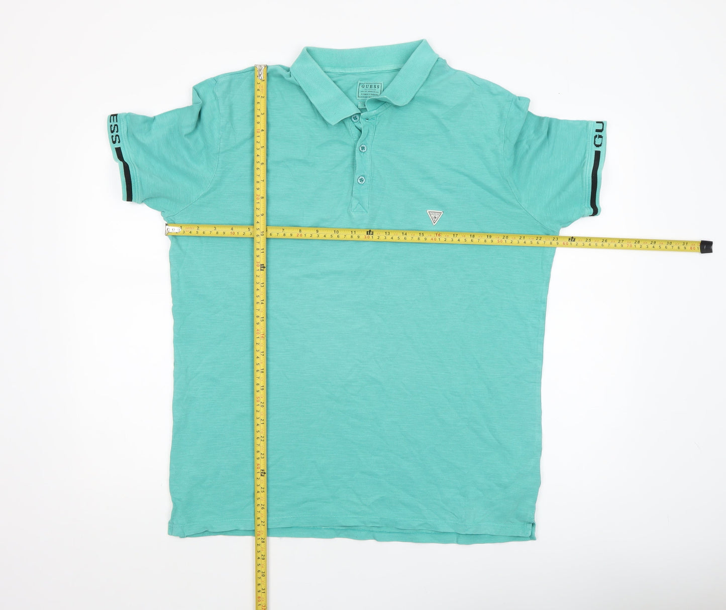 Guess Mens Green Slim Fit Polo Shirt Size XL Cotton Stretch