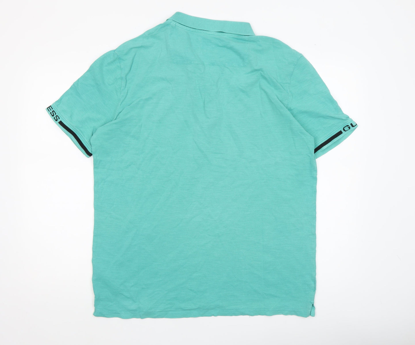 Guess Mens Green Slim Fit Polo Shirt Size XL Cotton Stretch