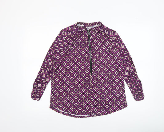 Kate & Pippa Women Purple Geometric Long Sleeve Blouse Size S