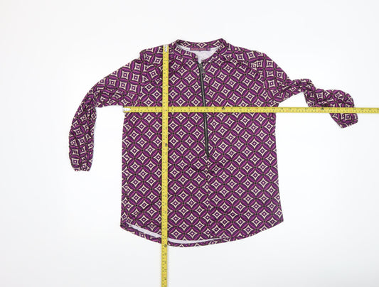 Kate & Pippa Women Purple Geometric Long Sleeve Blouse Size S