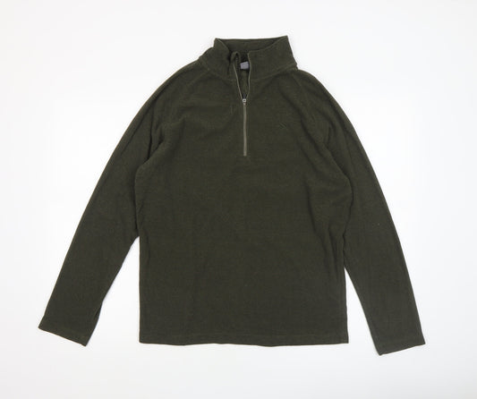Trespass Men's Green 1/4 Zip Fleece Sweatshirt Medium Outdoor