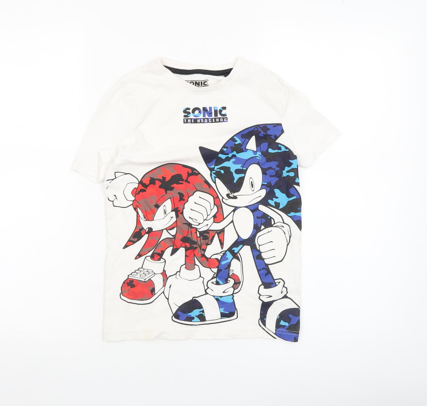 Sonic The Hedgehog Boys White 7-8 Years Graphic Cotton T-Shirt