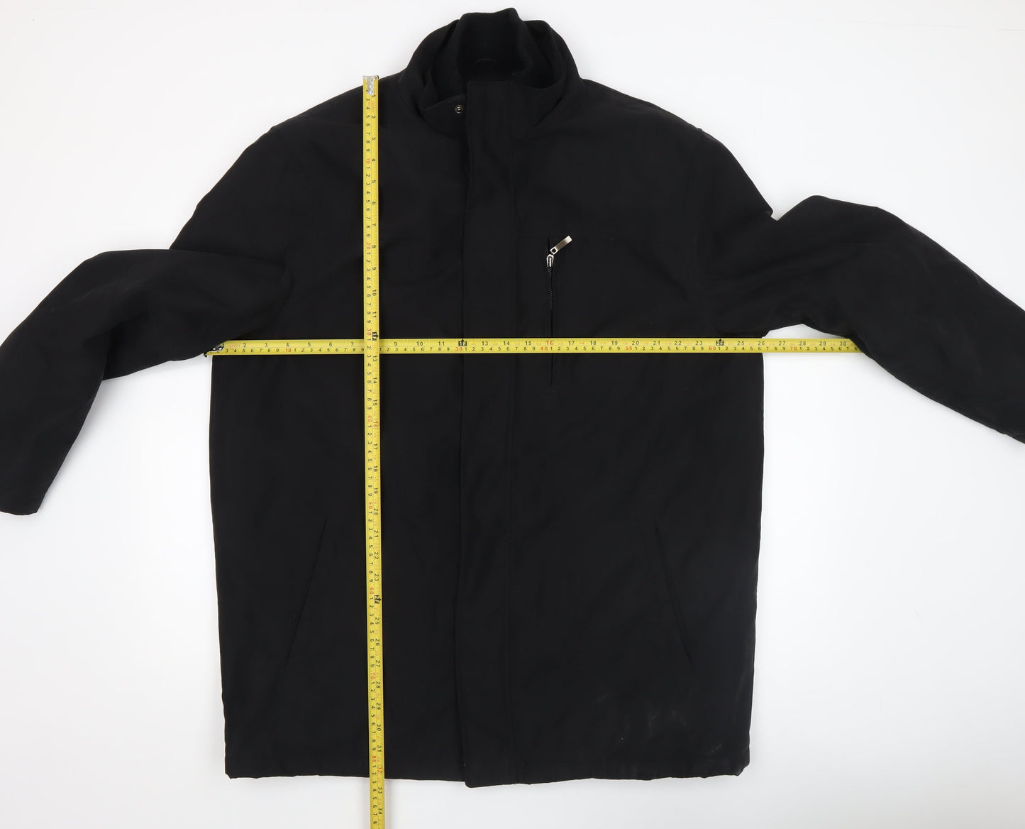 Thomas Nash Men's Black XL Mid-Length Zip Coat