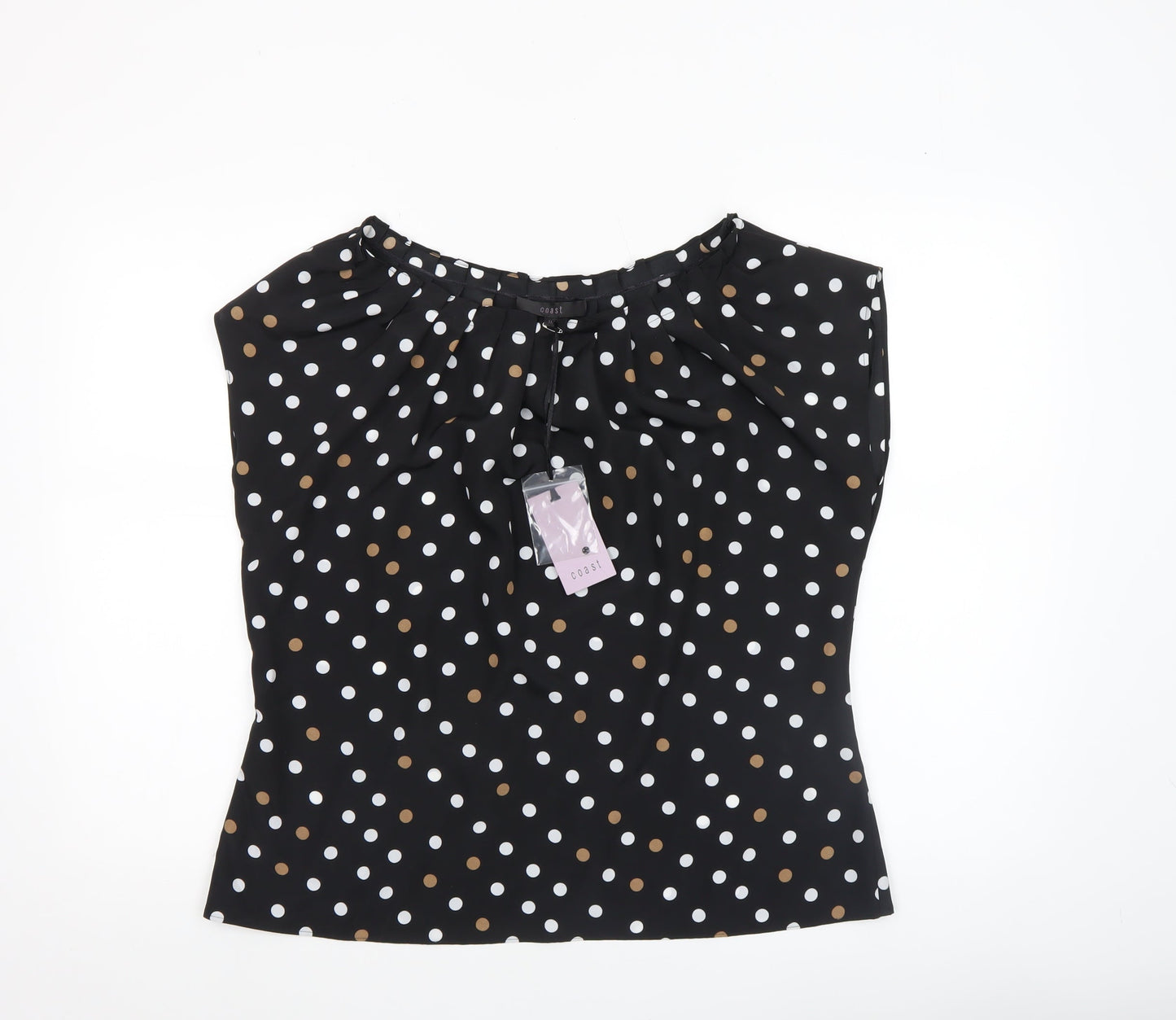 Coast Womens Black Polka Dot Tunic Blouse Size 18 Sleeveless