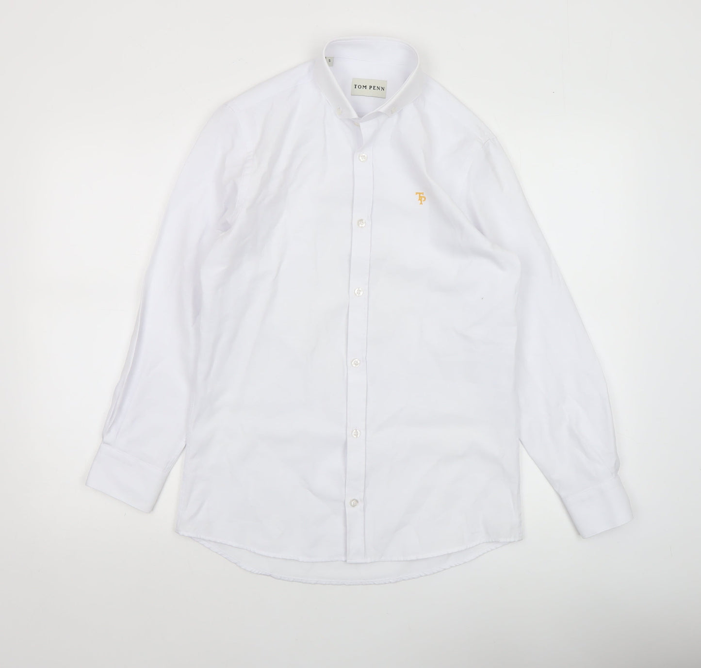 Tom Penn Men's White Small Cotton Blend Long Sleeve Dress Shirt