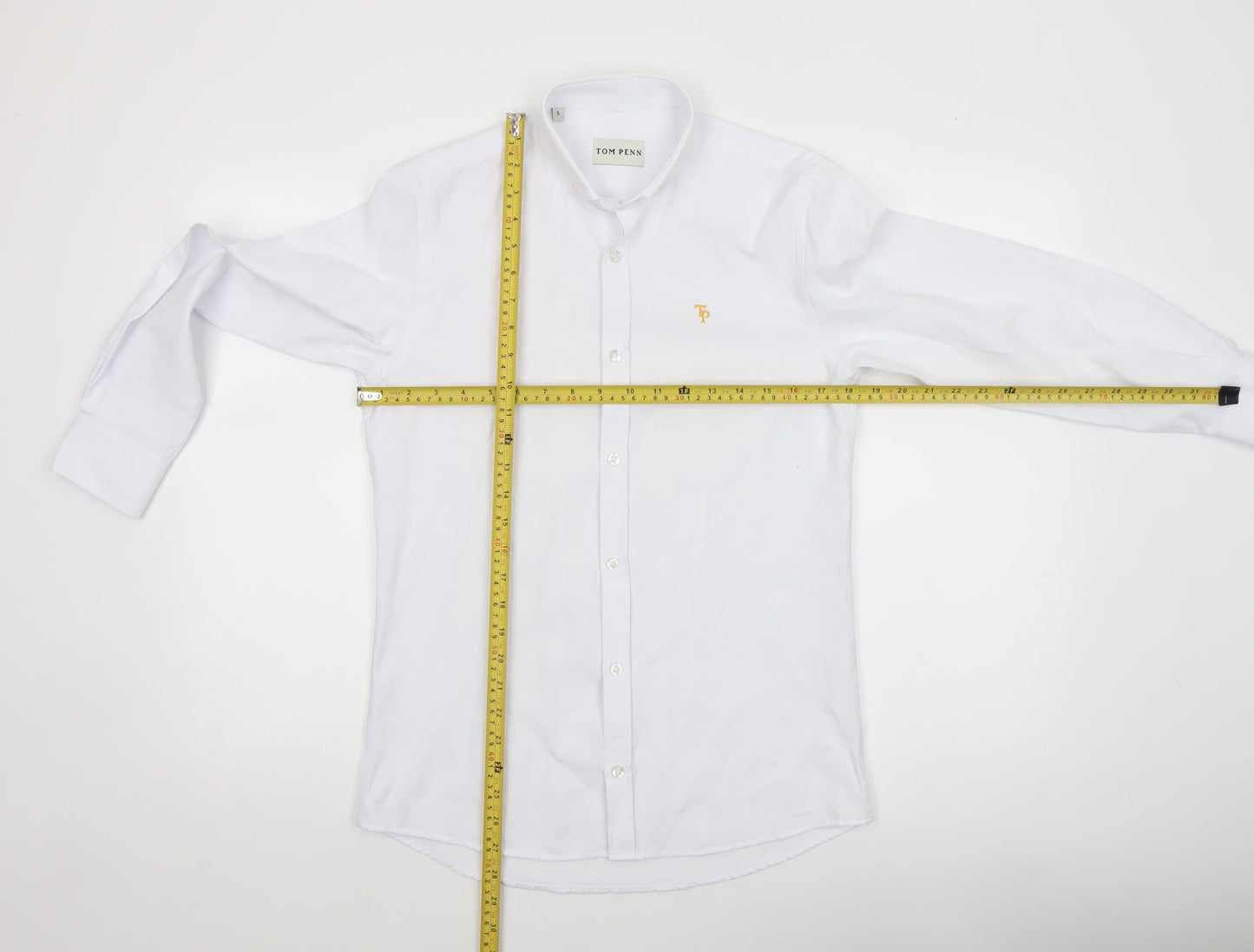 Tom Penn Men's White Small Cotton Blend Long Sleeve Dress Shirt
