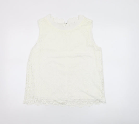 Marc Angelo Women’s Ivory Lace Sleeveless Blouse Size 16