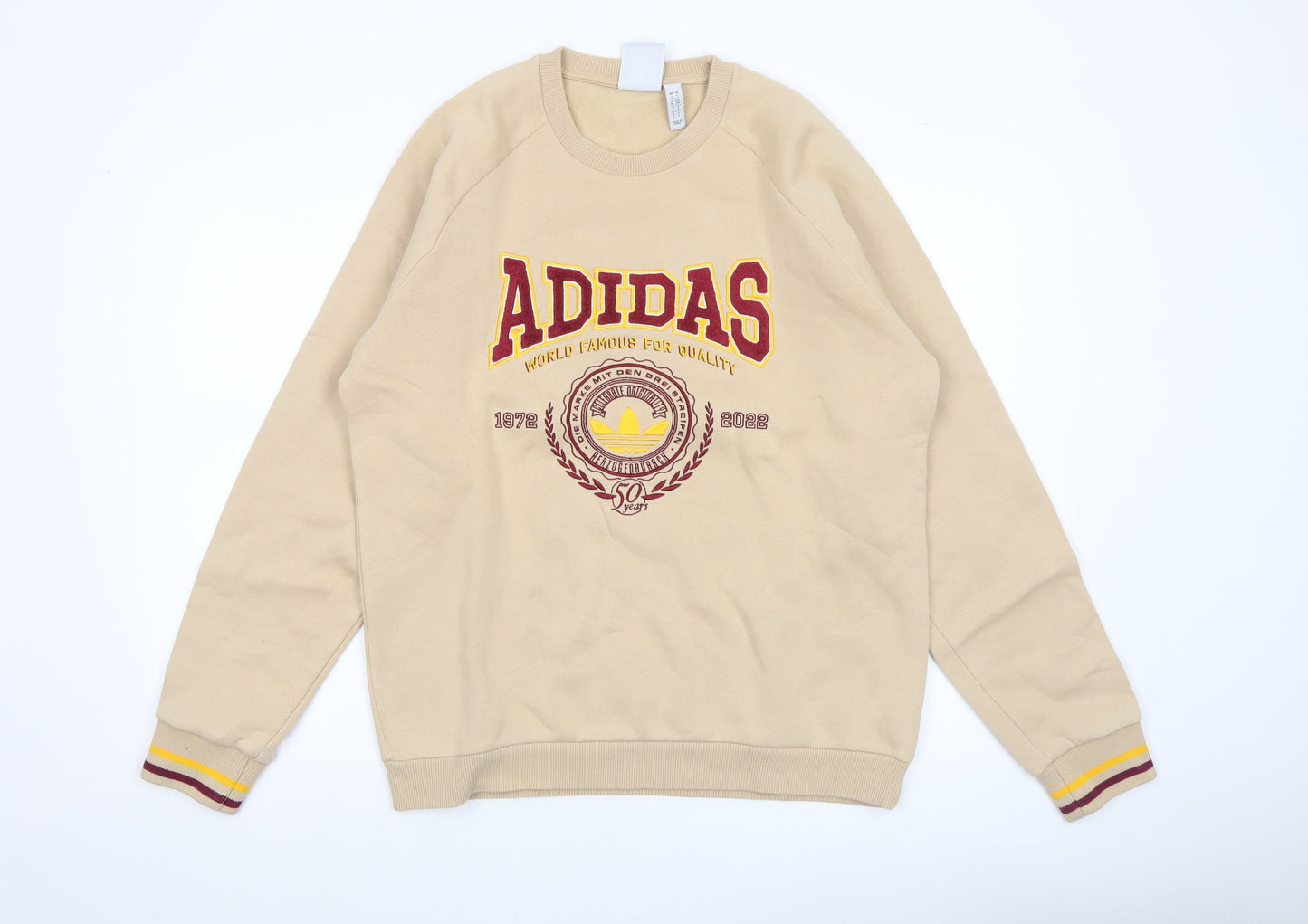 Adidas Men's Beige Logo Pullover Sweatshirt Size S