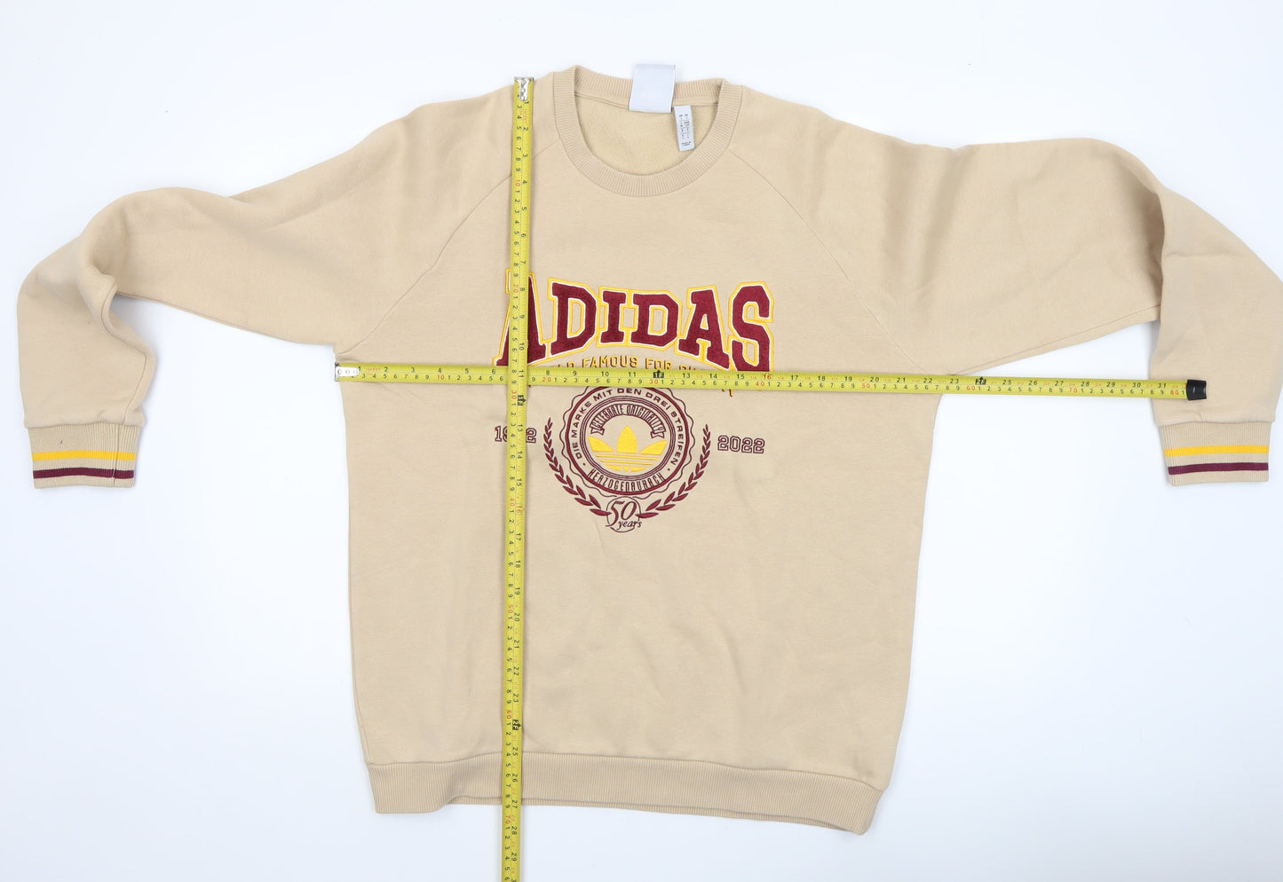 Adidas Men's Beige Logo Pullover Sweatshirt Size S