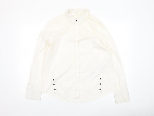 Gerry Weber Women’s Ivory Cotton Stretch Button-Up Shirt Size 12