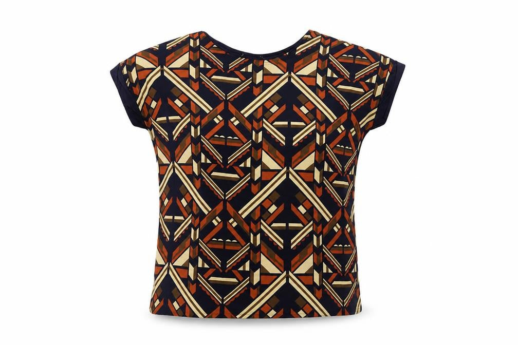 Mystify Women's Multicoloured Geometric Short Sleeve T-Shirt Size S