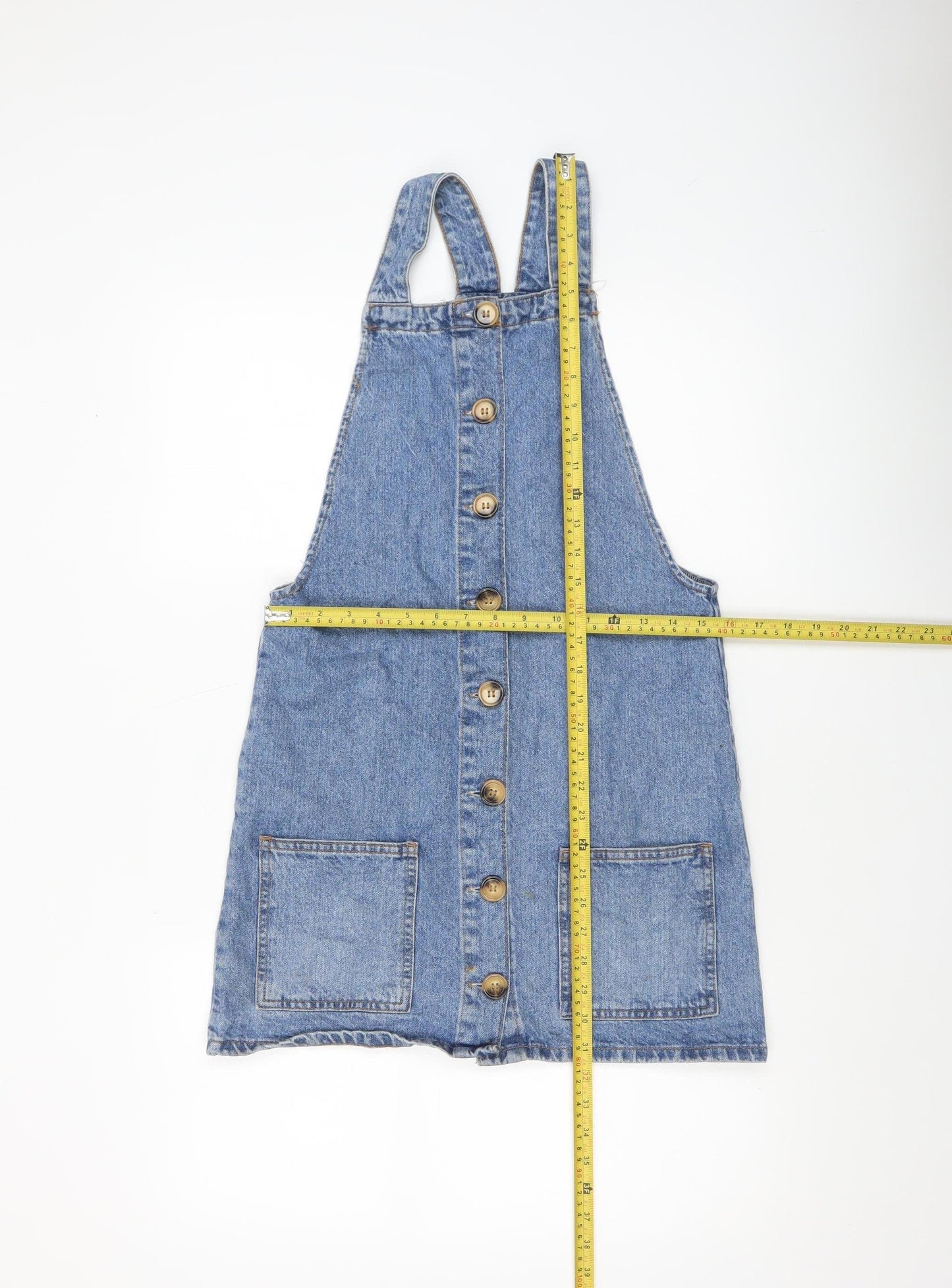Denim Co Women's Blue Denim Pinafore Dress UK 6 Sleeveless Button Front