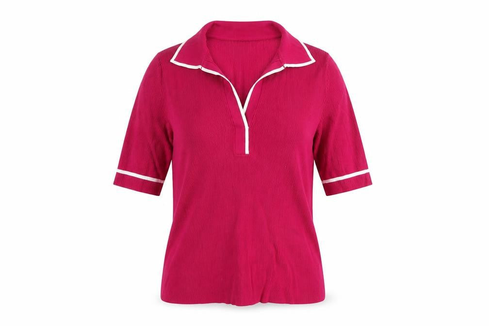 Carlisle Collection Women's Pink Collared Polo Top Size M