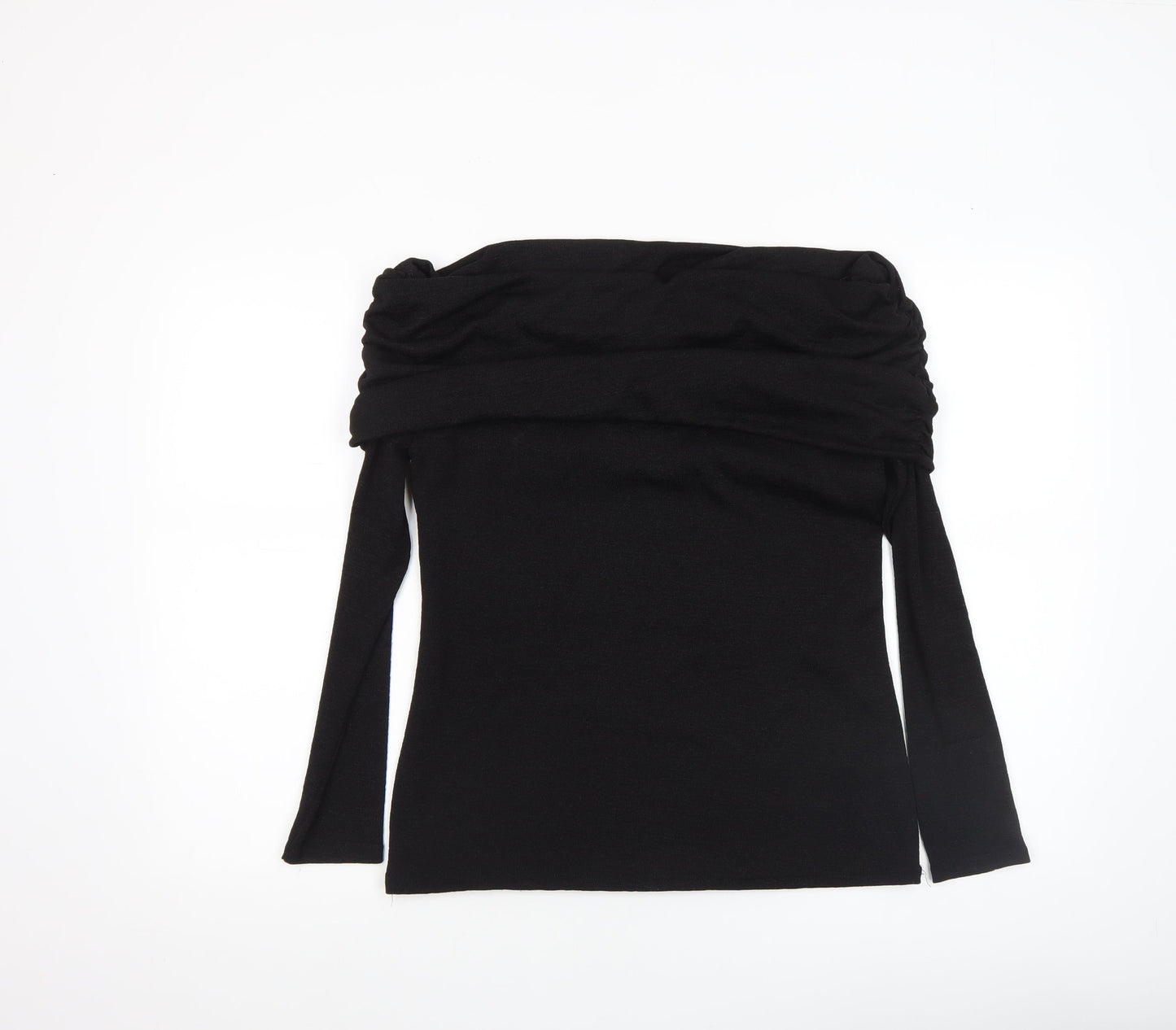 River Island Womens Black Off Shoulder Long Sleeve Blouse Size 14