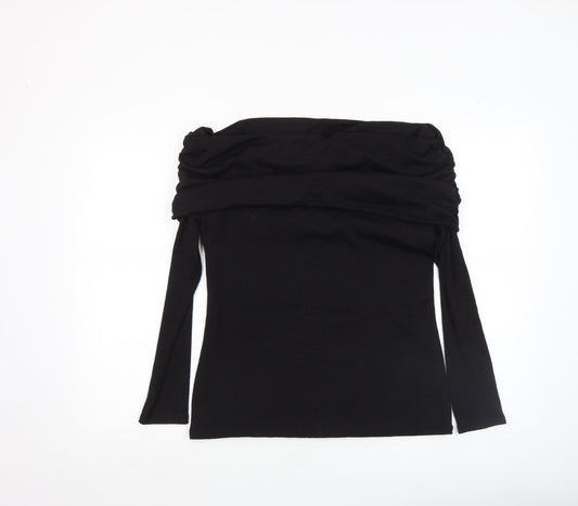 River Island Womens Black Off Shoulder Long Sleeve Blouse Size 14
