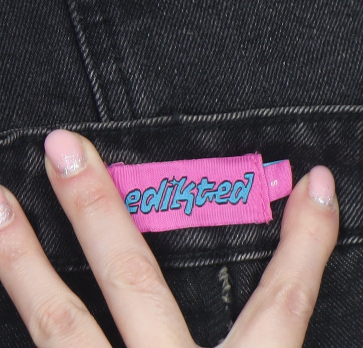 Edikted Women’s Black Denim Mini Skort S High Rise Casual