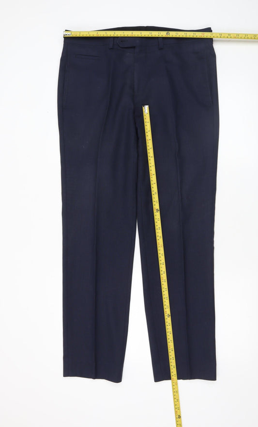 Remus Uomo Men's Navy Blue 34R Wool Blend Dress Pants