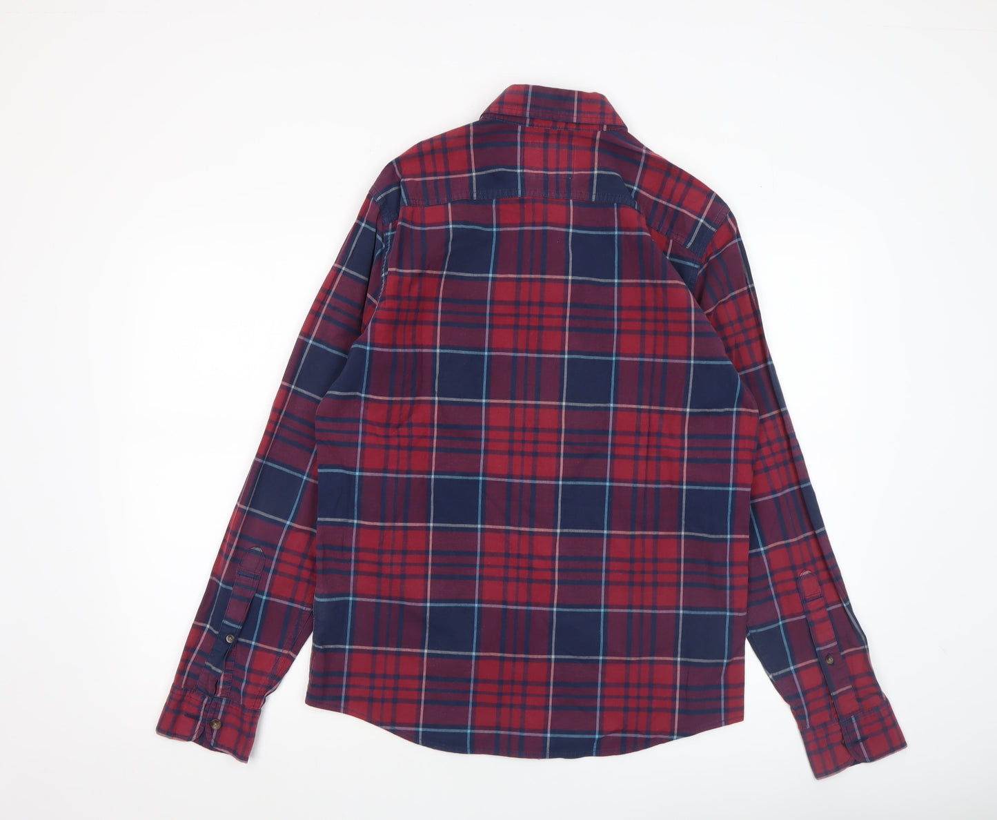Hollister Men Red Plaid Slim Fit Long Sleeve Button-Up Shirt M