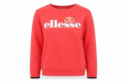 Ellesse Women Red Crew Neck Pullover Sweatshirt UK 6 Cotton Blend