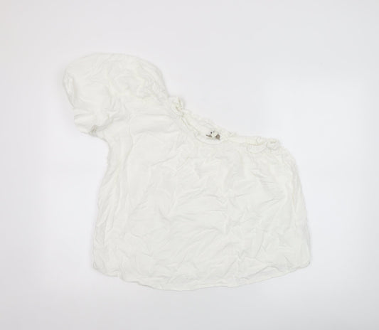 River Island Women’s White Puff Sleeve Cotton Blouse UK 10